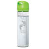 WB8293-500 ML. (17 FL. OZ.) SINGLE WALL GLASS WATER BOTTLE-Clear Glass (bottle) Lime Green (lid)